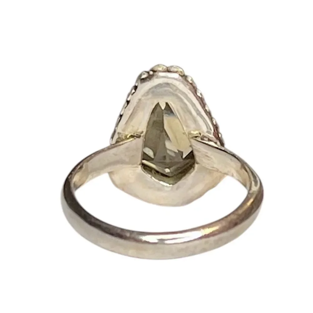 Amazing Artisan Genuine Citrine Sterling Silver Cocktail Ring Size 7.5